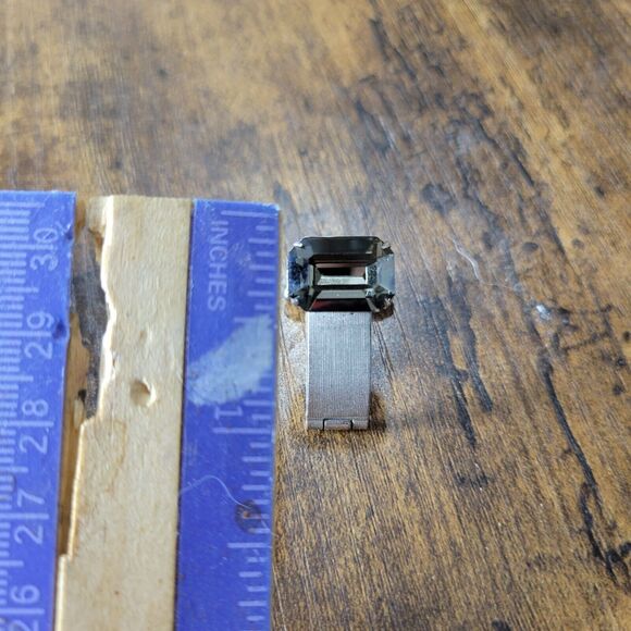 Vintage Dante Mens Cufflinks 1 inch Emerald Cut Clear Crystal Bullet Back - Picture 3 of 4